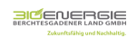 Logo der Firma Bioenergie Berchtesgadener Land GmbH mit dem Slogan "Zukunftsfähig und Nachhaltig" in grüner Schrift.